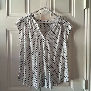 Daniel Rainn Women's Abrienne Split Neck Cap Sleeve Linen Blend Knit Top Size L